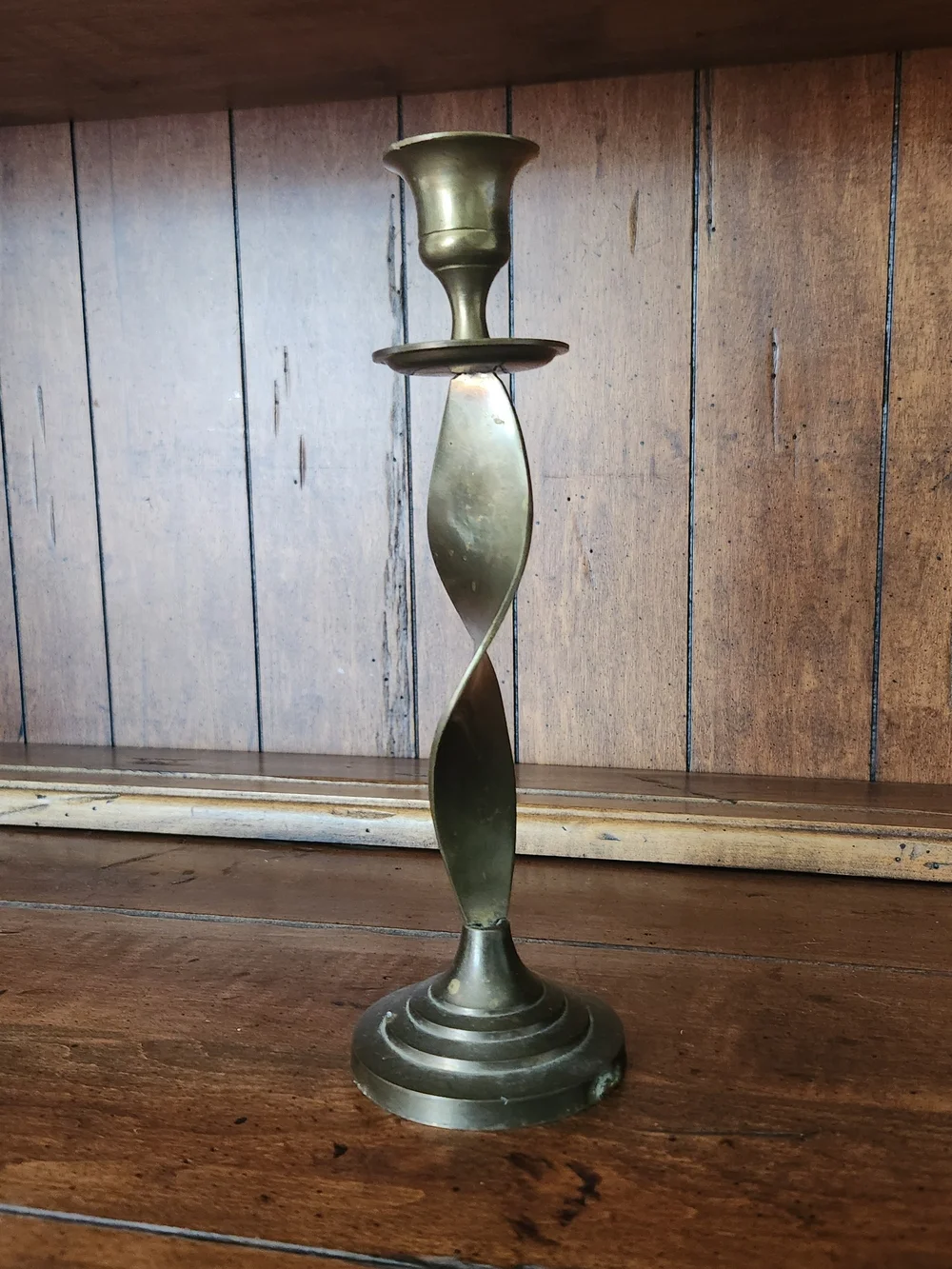 Brass Twist Candlestick Holder - Antique Finish